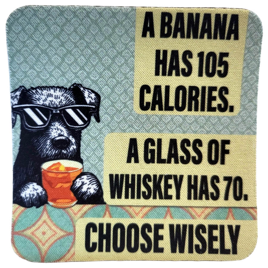 Banana vs. Whiskey Neoprene Coaster