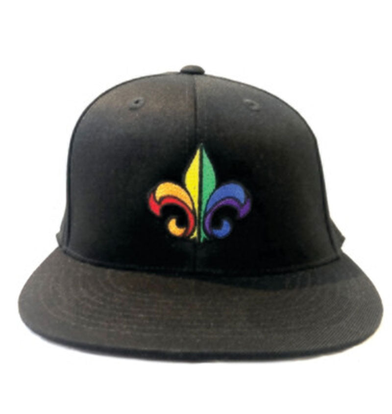 Rainbow Fleur-de-Lis Fitted Flat Bill Cap