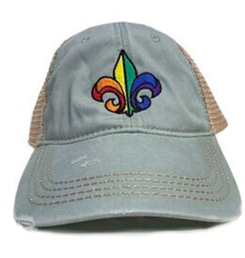 Rainbow Fleur-de-Lis Fitted Pigment Cap