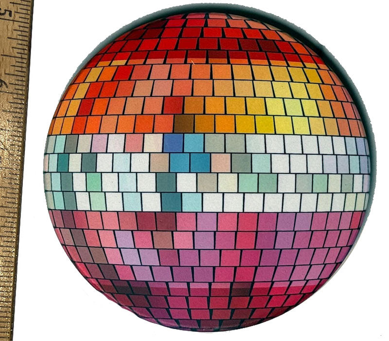 Rainbow Striped Disco Ball Ceramic Coaster