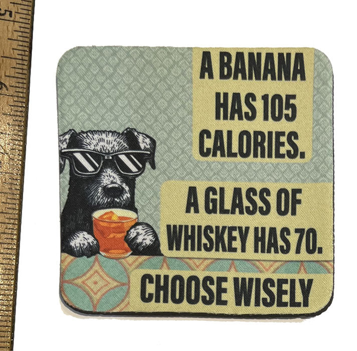 Banana vs. Whiskey Neoprene Coaster