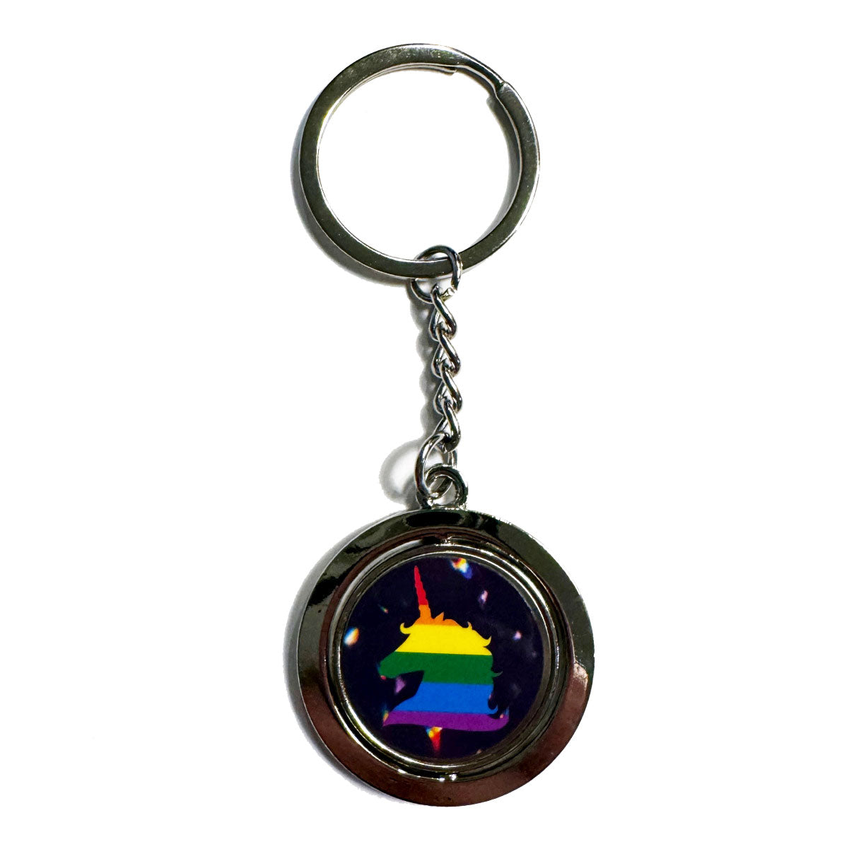 Rainbow Unicorn Spinning Keychain