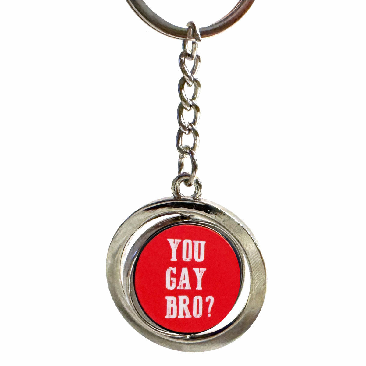 You Gay Bro Red Spinning Keychain