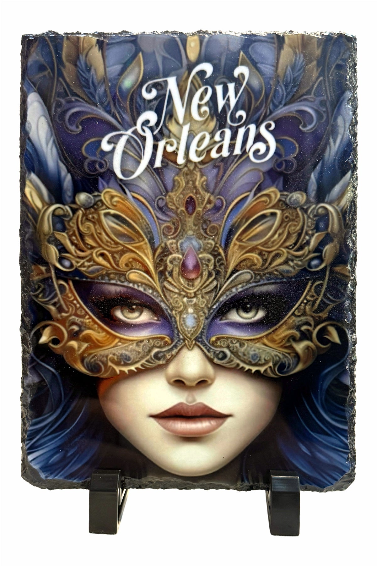 Masked Woman New Orleans Slate Tile
