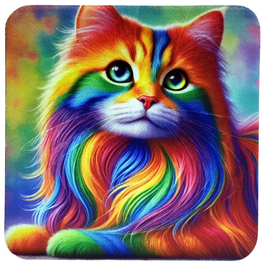 Rainbow Cat Neoprene Coaster