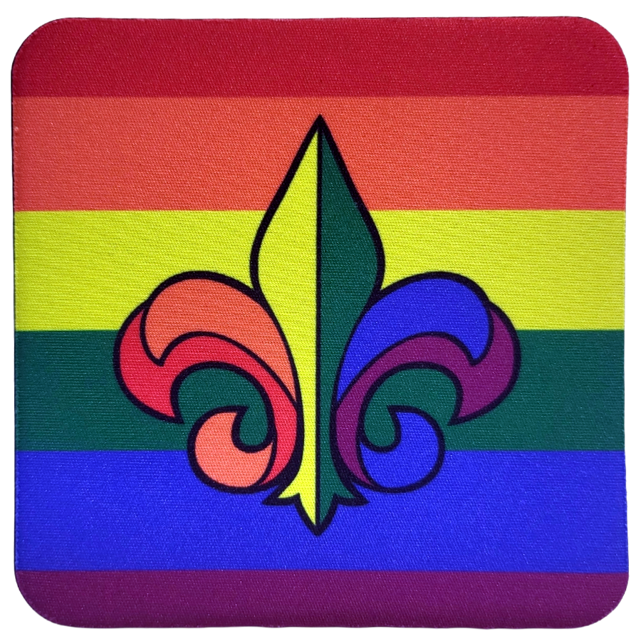 Rainbow Fleur de Lis Neoprene Coaster