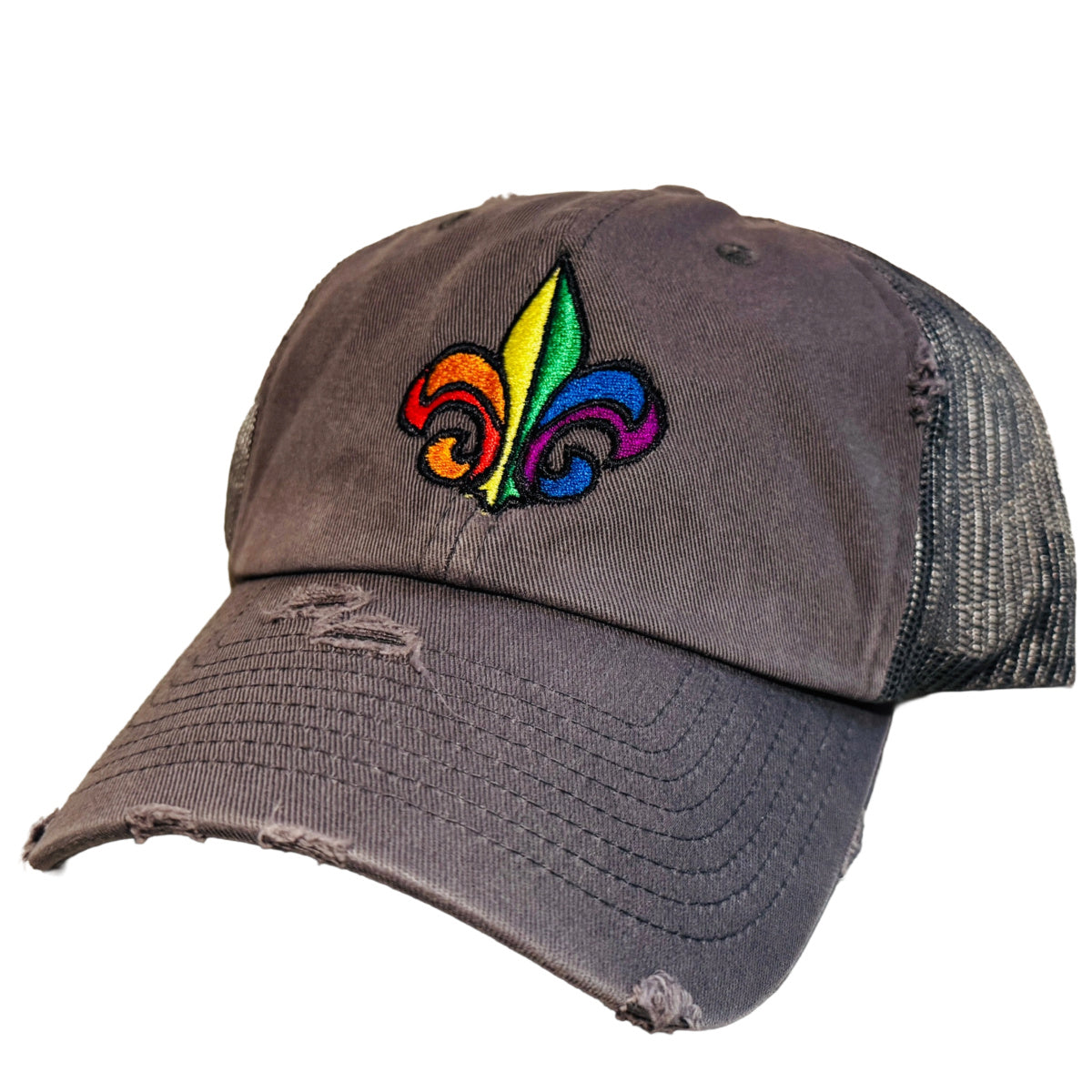 Rainbow Fleur-de-Lis Vintage Mesh Cap