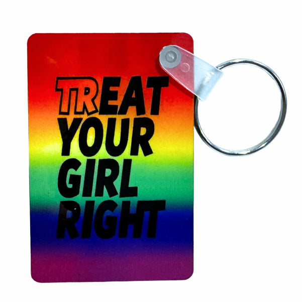 trEAT Your Girl Right Plaque Keychain
