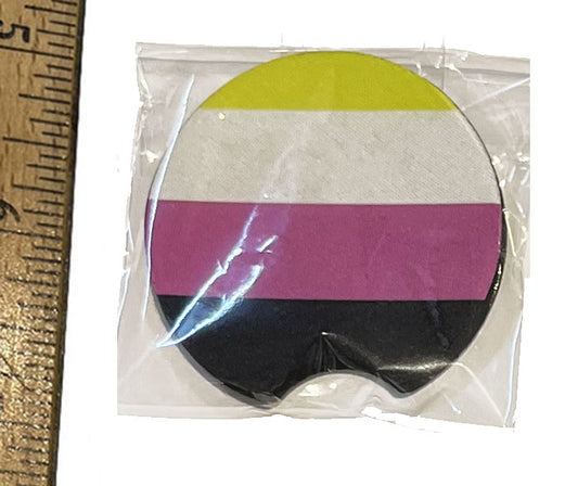Nonbinary Flag Car Coaster
