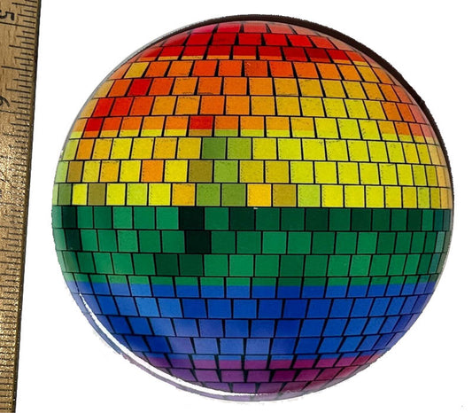 Rainbow Disco Ball Ceramic Coaster