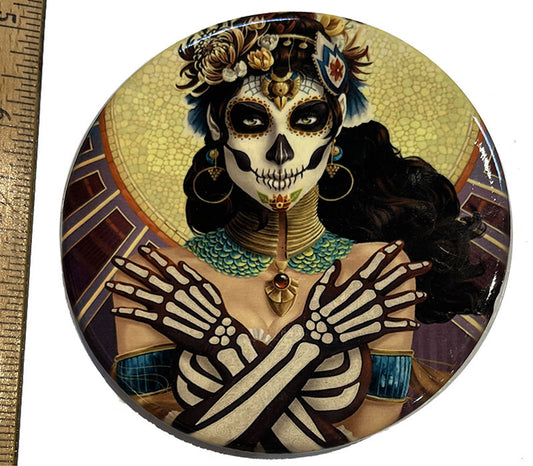 Lady Día de Muertos Ceramic Coaster