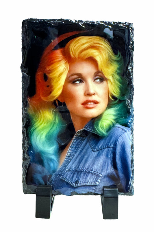 Dolly Parton Rainbow Slate Tile