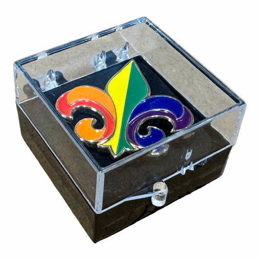 Rainbow Fleur de Lis Lapel Pin