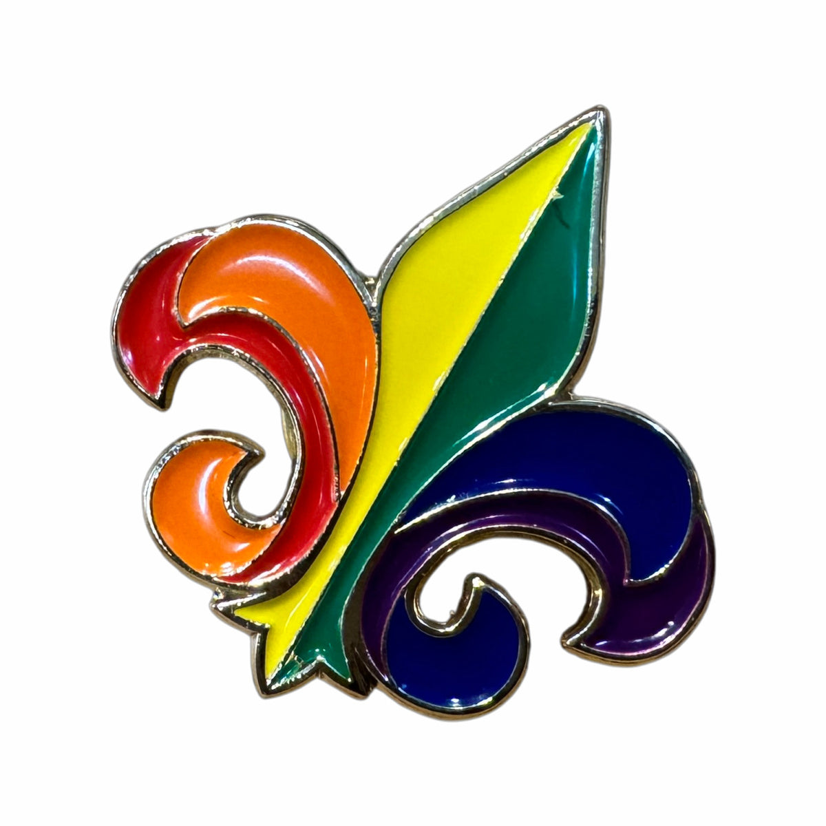 Rainbow Fleur de Lis Lapel Pin