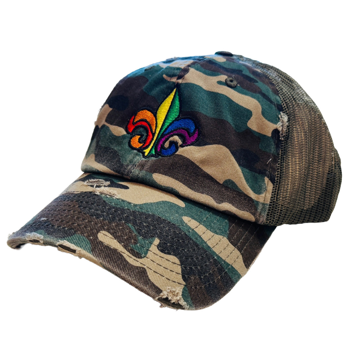 Rainbow Fleur-de-Lis Vintage Mesh Cap