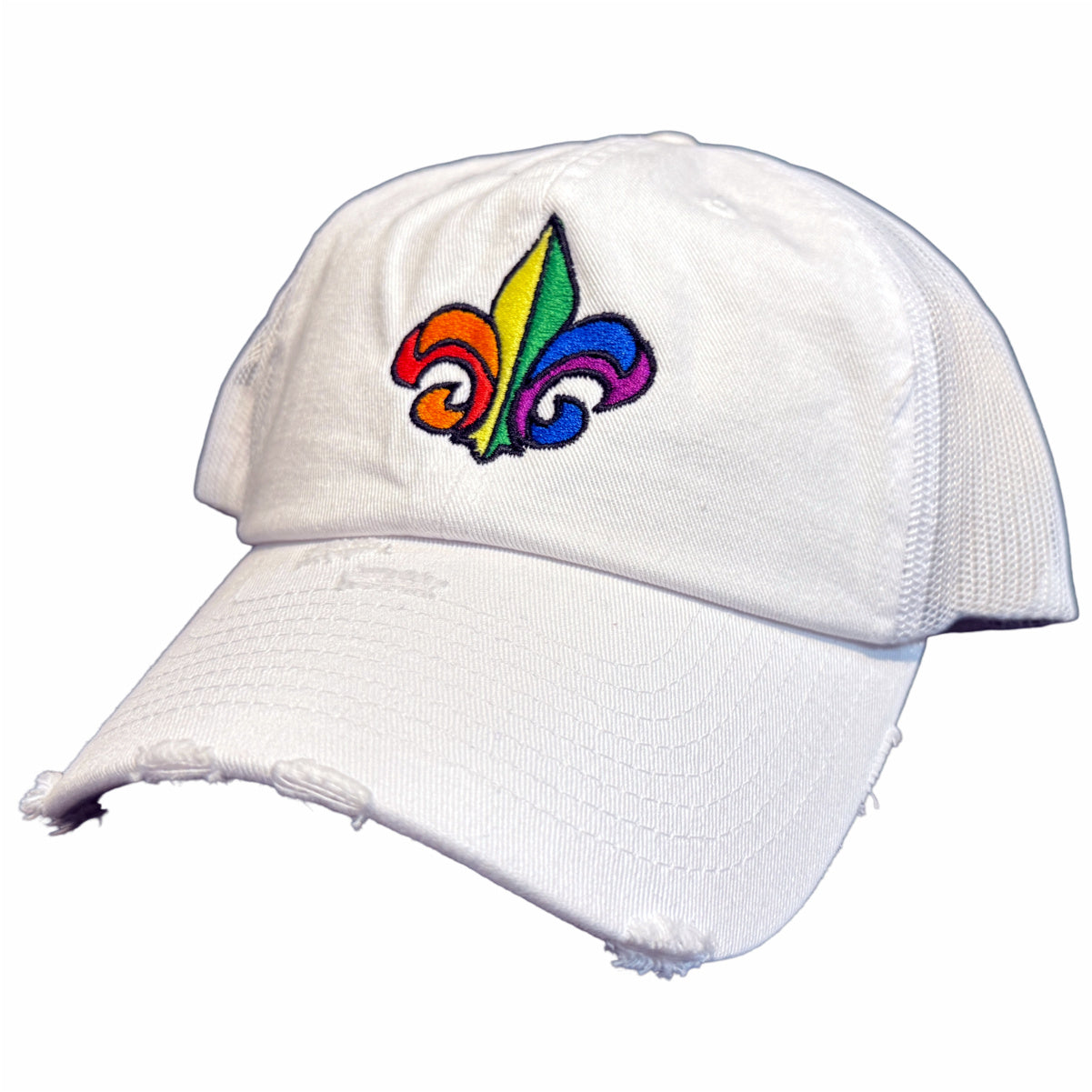 Rainbow Fleur-de-Lis Vintage Mesh Cap