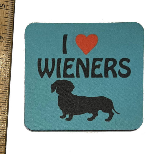 I Love Wieners Neoprene Coaster