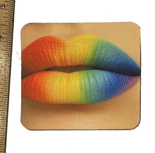 Rainbow Lips Neoprene Coaster
