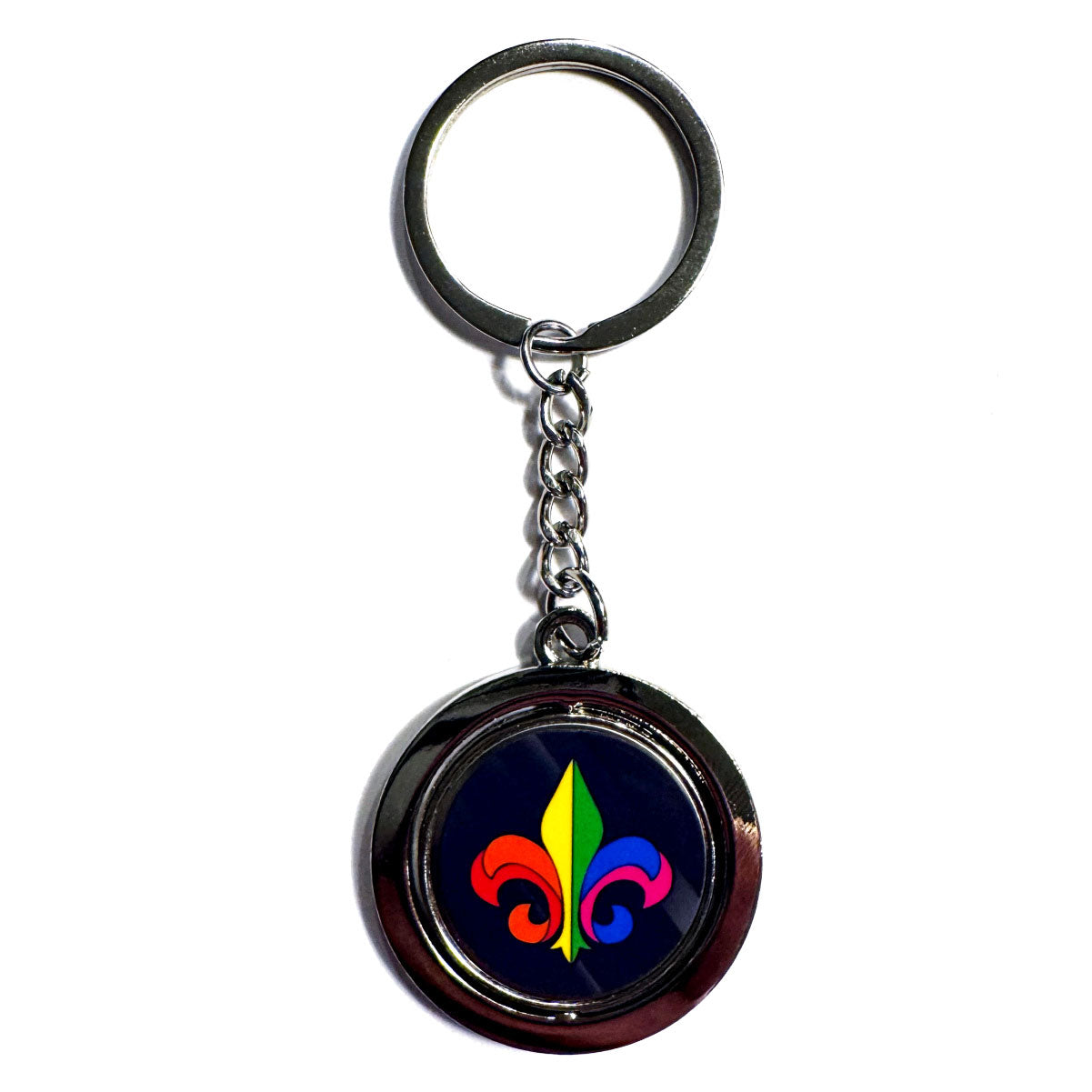 Rainbow Fleur-de-Lis Spinning Keychain