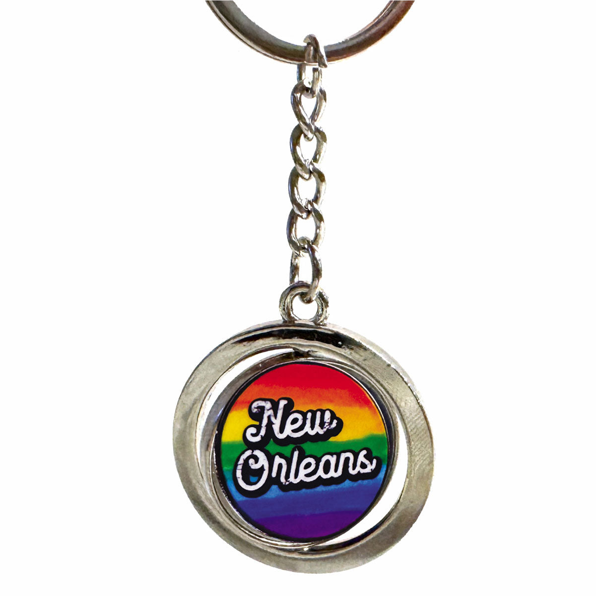 New Orleans Rainbow Spinning Keychain