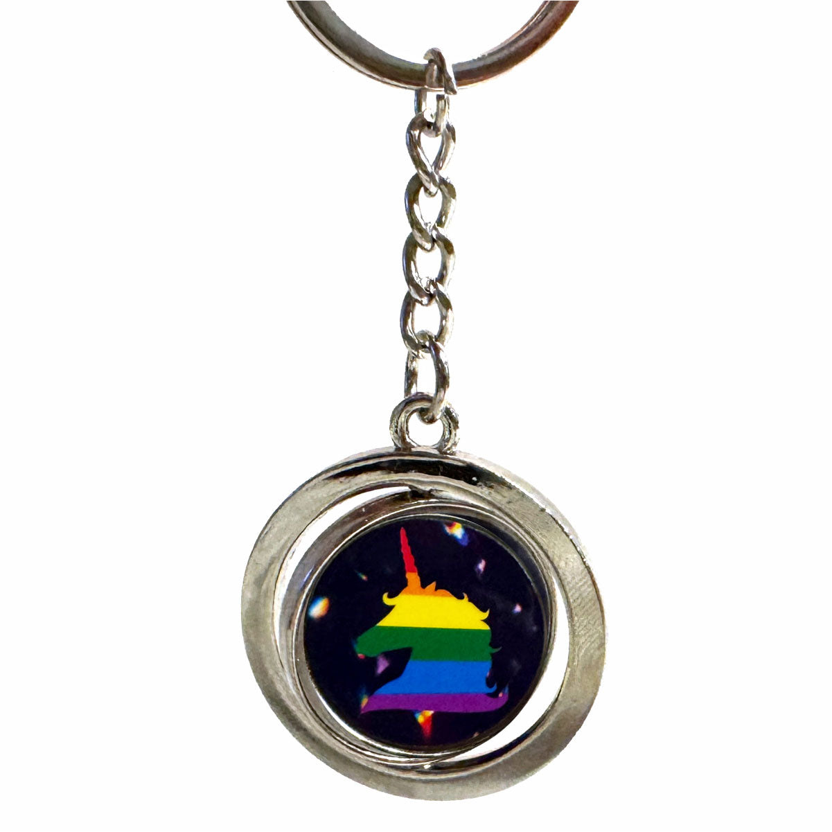 Rainbow Unicorn Spinning Keychain