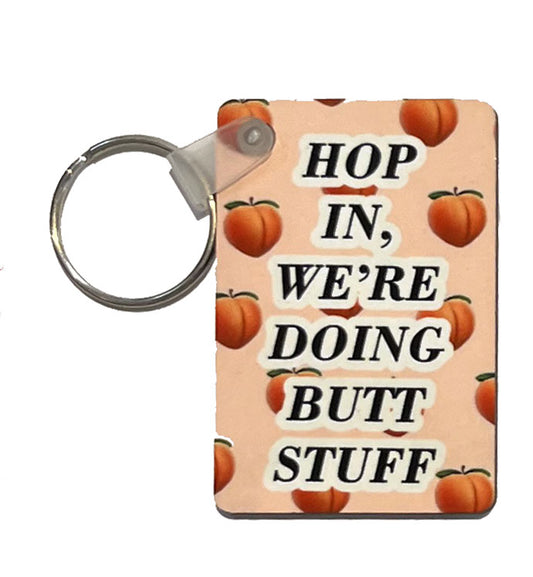 Hop In Plaque Keychain