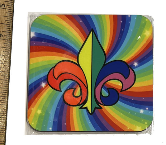 Sparkly Rainbow Fleur-de-Lis Magnet