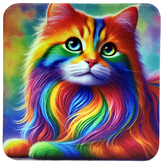 Rainbow Cat Neoprene Coaster