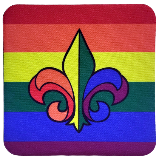 Rainbow Fleur de Lis Neoprene Coaster