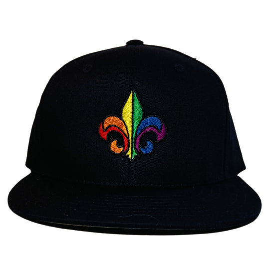 Rainbow Fleur-de-Lis Fitted Flat Bill Cap