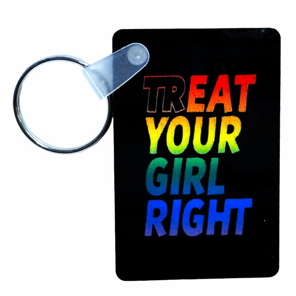 trEAT Your Girl Right Plaque Keychain