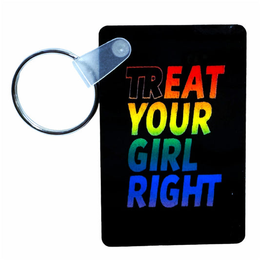 trEAT Your Girl Right Plaque Keychain
